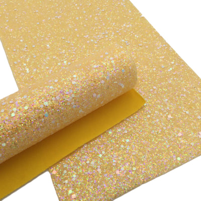 YELLOW CANDY CRUSH Chunky Glitter Canvas Sheets, Chunky Glitter Fabric Sheet, Canvas Fabric for Bows 544