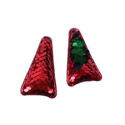 RED AND GREEN Reversible Sequin Padded Unicorn Horn