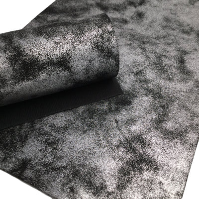 BLACK AND SILVER Oil Slick Faux Leather, Pu Leather Sheets, Fabric Sheets, Leather for Earrings