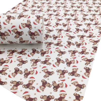 CHRISTMAS TEDDY BEAR Faux Leather Sheets