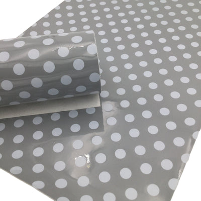 GRAY PATENT DOTS Faux Leather Sheets