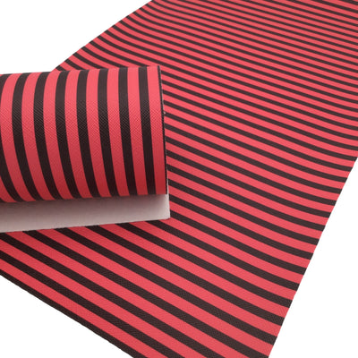 BLACK & RED STRIPES Faux Leather Sheets