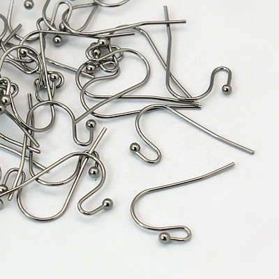 100 Pcs Earring hooks - Gunmetal - Nickel free