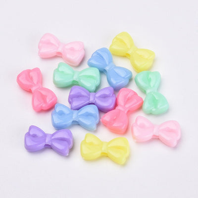 25 Pastel Bow Beads 20x11mm, Gumball Beads, Chunky Beads