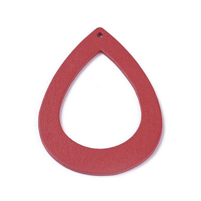 10 pcs RED TEARDROP Wood Earring Pendant