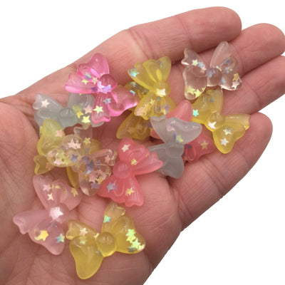 10 Pastel Translucent Assorted Bow Cabochons