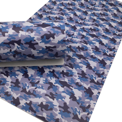 BLUE CAMO Smooth Faux Leather Sheets