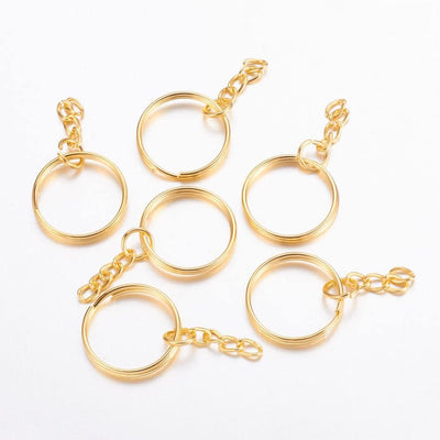 20 Gold Plated Keychain Ring with Chain