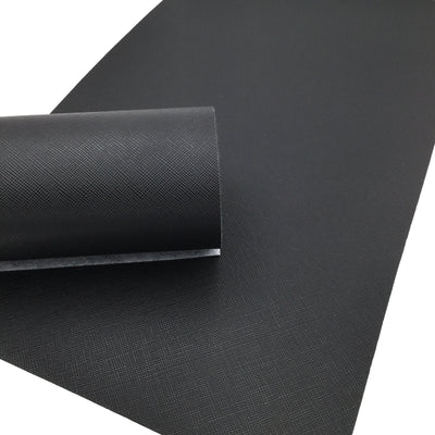 BLACK SAFFIANO Faux Leather Sheets, Saffiano Texture, Leather for Earrings, Fabric Sheet, Textured Leather-259