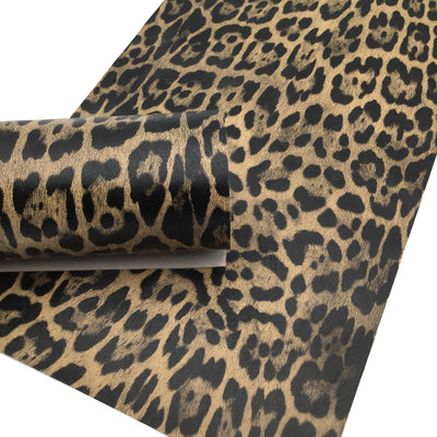 TAUPE LEOPARD Print Faux Leather Sheet