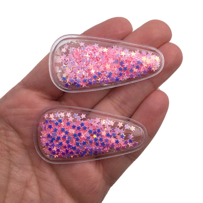 PINK STARS Confetti Filled Shaker Snap Clip Covers Set of 4