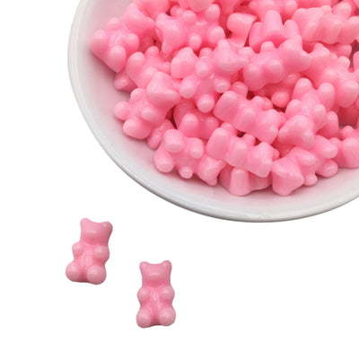 6 Opaque Pink Gummy Bear Resin Cabochon, Kawaii Flatback Cabochon, Cute Cabochon