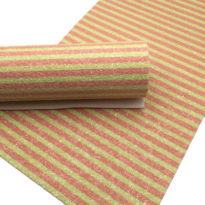 YELLOW ORANGE STRIPES Chunky Glitter fabric Sheets
