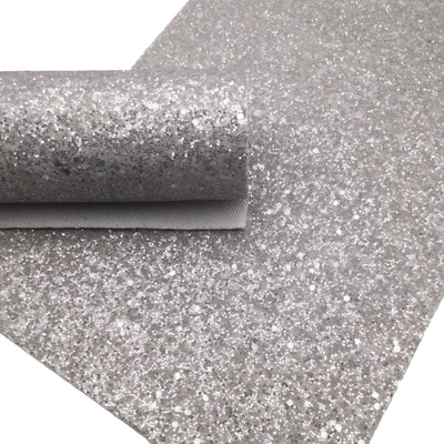 LIGHT GRAY FROSTED Chunky Glitter fabric Sheets
