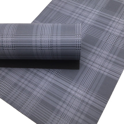 STEEL BLUE  PLAID Embossed Faux Leather Sheet