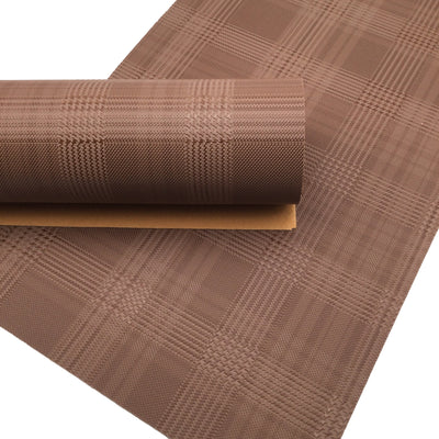 LIGHT BROWN PLAID Embossed Faux Leather Sheet