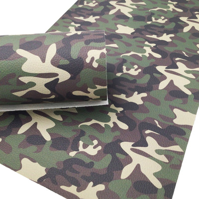 Textured Green Camo Faux Leather Sheets