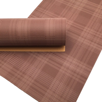 SIENNA BROWN PLAID Embossed Faux Leather Sheet