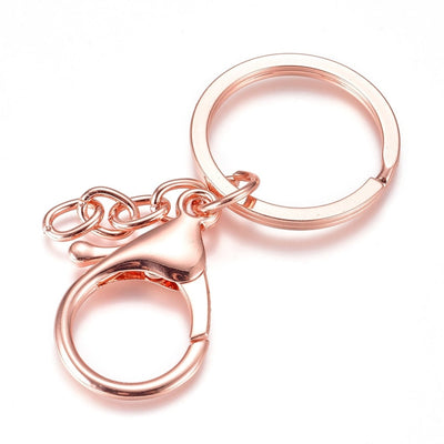 5 Rose Gold Swivel Lobster Clasp and Chain  Keychain