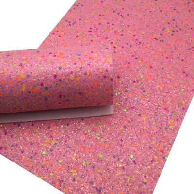 Spring Dots Pink Chunky Glitter Fabric Sheets 