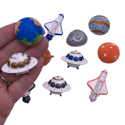 6 Assorted Space Cabochons, Spaceship Planet Cabochon, Kawaii Cabochon, Cute Cabochon