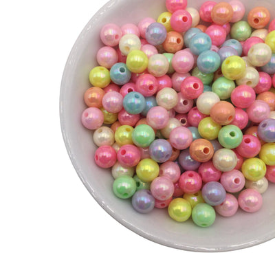50g Pastel Iridescent Beads 8mm, Pastel Round Beads, Kawaii Beads