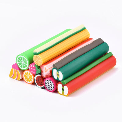 10 Large Assorted Fruit Polymer Clay Canes 10mm