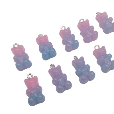 10  Blue Ombre Gummy Bear Pendant Charm 22mm