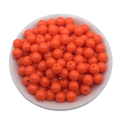 50 Neon Orange Bubblegum Beads 10mm, Acrylic Beads, Chunky Beads for Jewelry