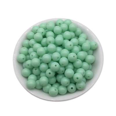 50 Mint Green Bubblegum Beads 10mm, Acrylic Beads, Chunky Beads for Jewelry