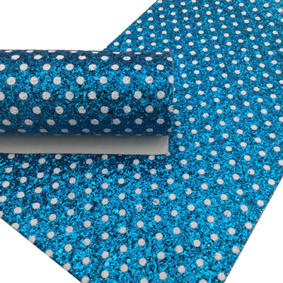 Polka Dot Turquoise Blue Chunky Glitter Canvas Sheet