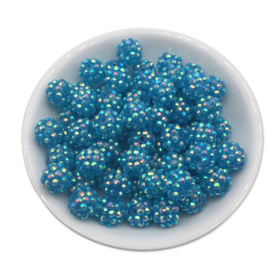12mm Turquoise Blue AB Rhinestone Beads - Pack of 10