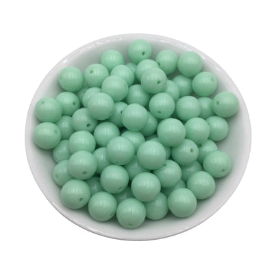 50 Mint Green Bubblegum Beads 12mm