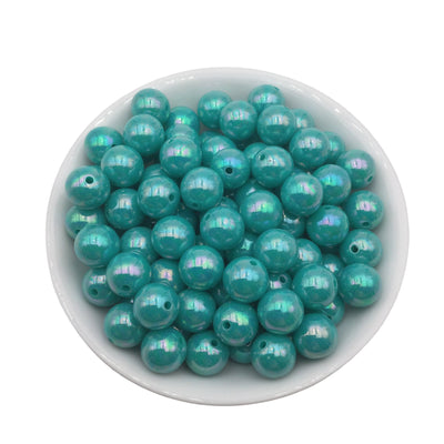 12mm Teal Blue AB Bubblegum Beads 50pcs