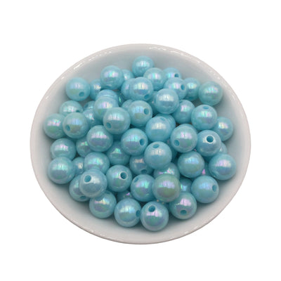 12mm Baby Blue AB Bubblegum Beads 50pcs