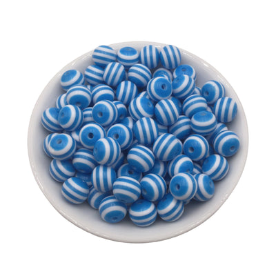 12mm Turquoise Blue Stripe Bubblegum Beads 50pcs