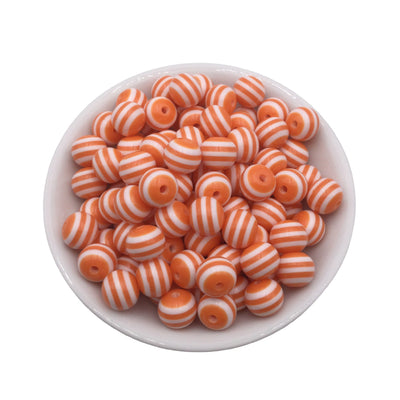 12mm Orange Stripe Bubblegum Beads 50pcs