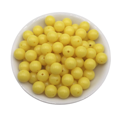 50 Yellow Bubblegum Beads 12mm, Acrylic Beads, Chunky Beads for Jewelry
