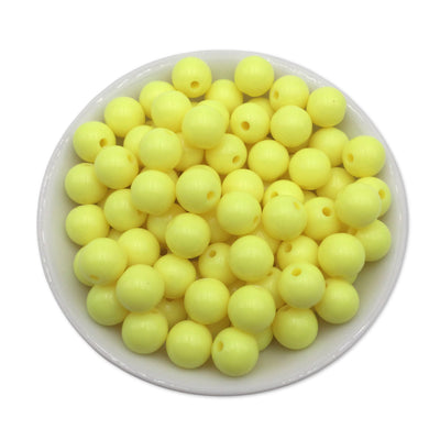 50 Lemon Yellow Bubblegum Beads 12mm, Acrylic Beads, Chunky Beads for Jewelry