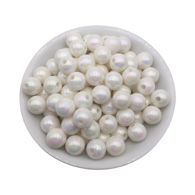 12mm White AB Bubblegum Beads 50pcs