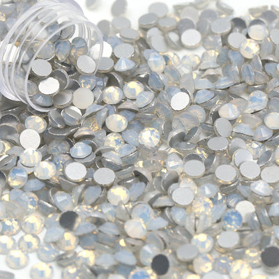Opal White Glass Flat Back Rhinestone BULK, Not-Hotfix, Choose Size, 2mm, 3mm, 4mm, 5mm or 6mm, High-Quality Glass Rhinestones