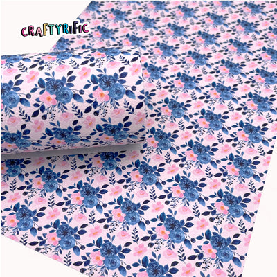 Pink and Blue Floral Faux Leather Sheets