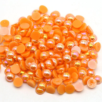 Orange AB Flat Back Pearls
