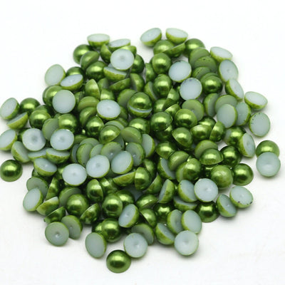 Olive Green Flat Back Pearls