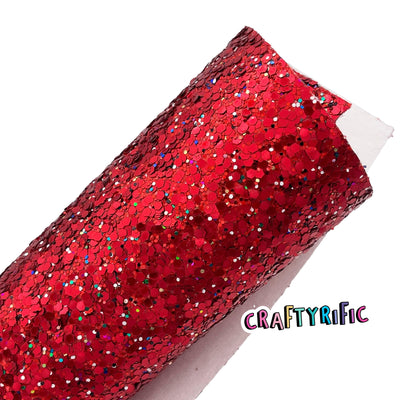 RED Super Chunky Glitter Canvas Sheets