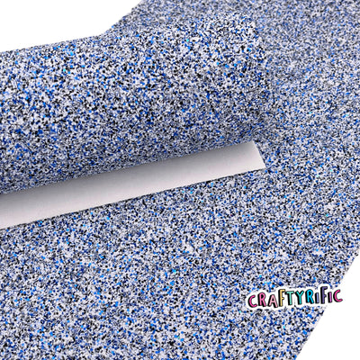 White and Blue Chunky Glitter Sheet
