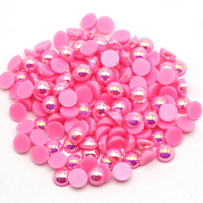 Rose Pink AB Flat Back Pearls
