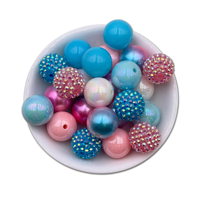 Pink Mermaid Chunky Bubblegum Beads 20mm 24pcs Pack