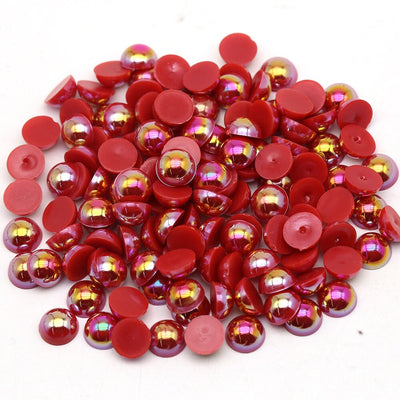 Red AB Flat Back Pearls