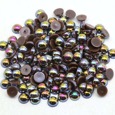 Dark Chocolate Brown AB Flat Back Pearls